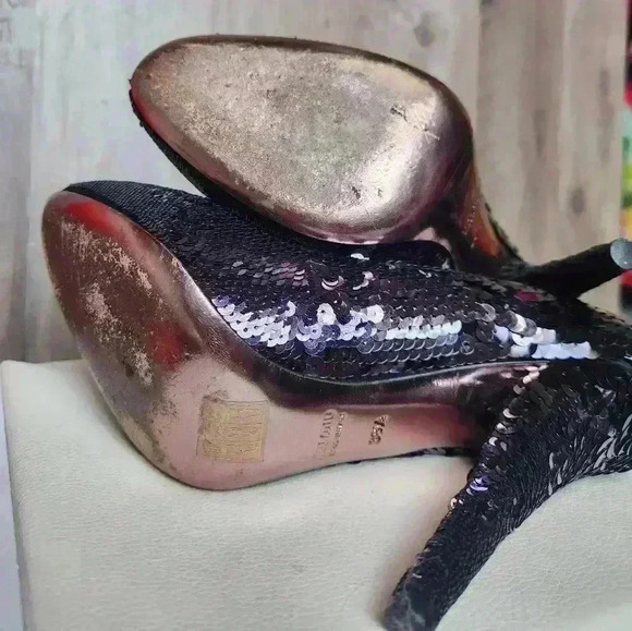 Miu Miu Purple Sequin High Heels Round  Toe Paillettes Pump Size 9.5 AUTHENTIC - Picture 8 of 16